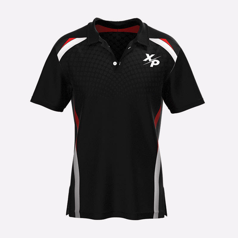 Elite Coaches Fully Sublimated Polo in Black- Red Xtreme Pro Apparel