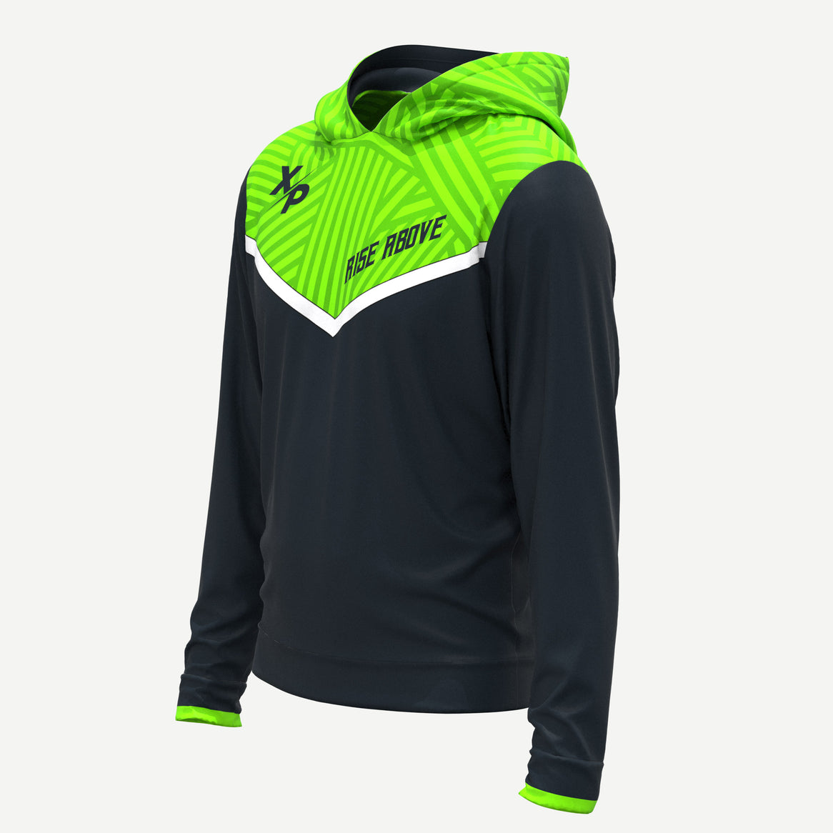 Rise Above Neon Green Soft Fully Sublimated Hoodie Xtreme Pro Apparel