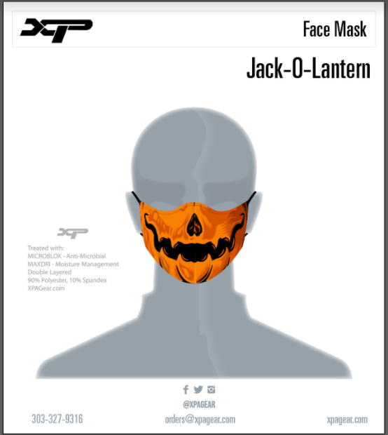 Sublimated Antimicrobial Jack-O-Lantern Mask Xtreme Pro Apparel