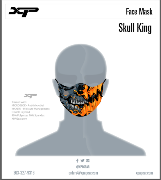 Sublimated Antimicrobial Skull King Mask Xtreme Pro Apparel