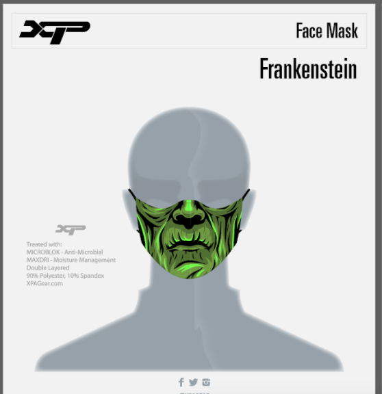 Sublimated Antimicrobial Frankenstein Mask Xtreme Pro Apparel