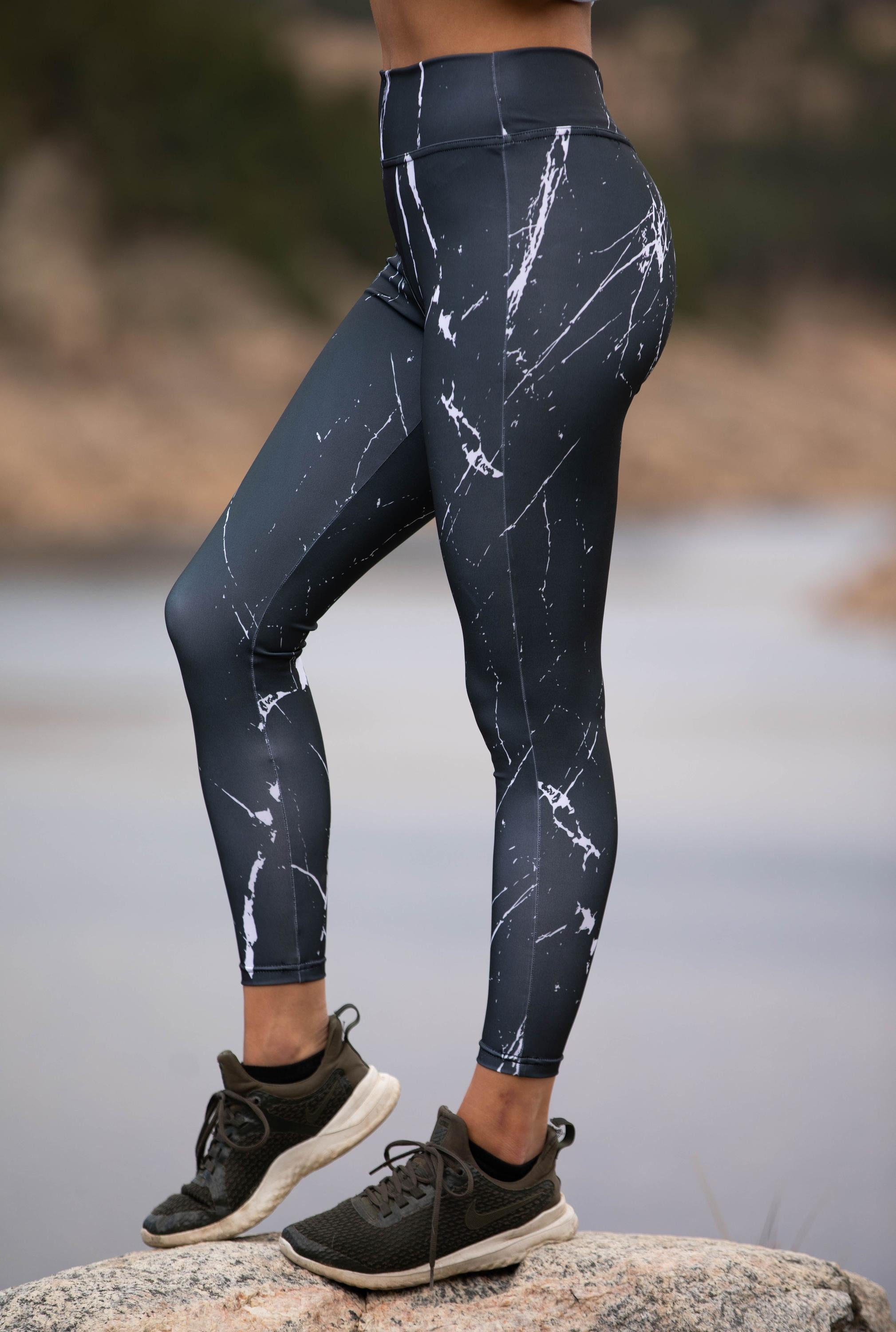 Black Marble Womens Compression Pants Xtreme Pro Apparel