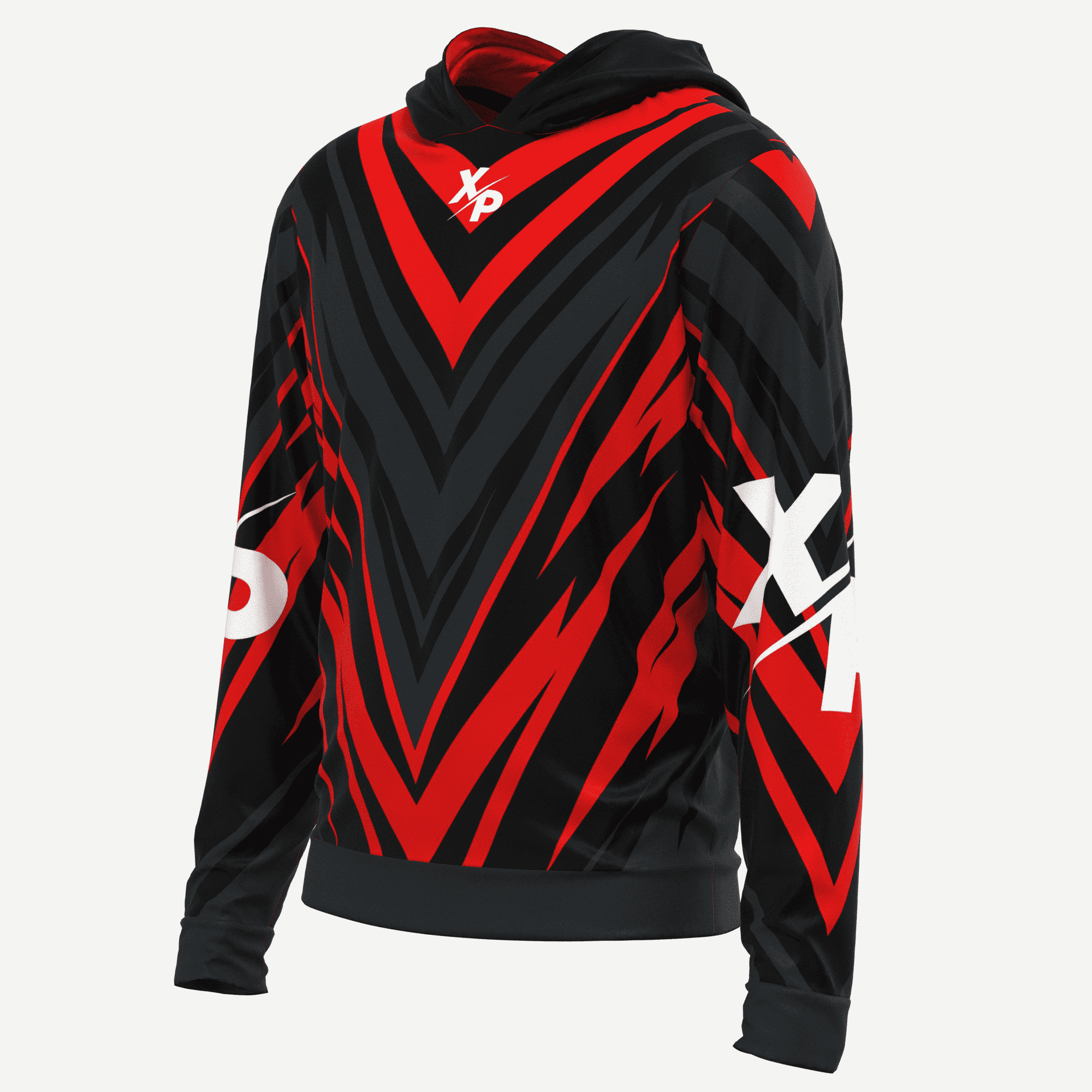 XP Sports Fully Sublimated Super Soft Hoodie in Red-Grey Xtreme Pro Apparel