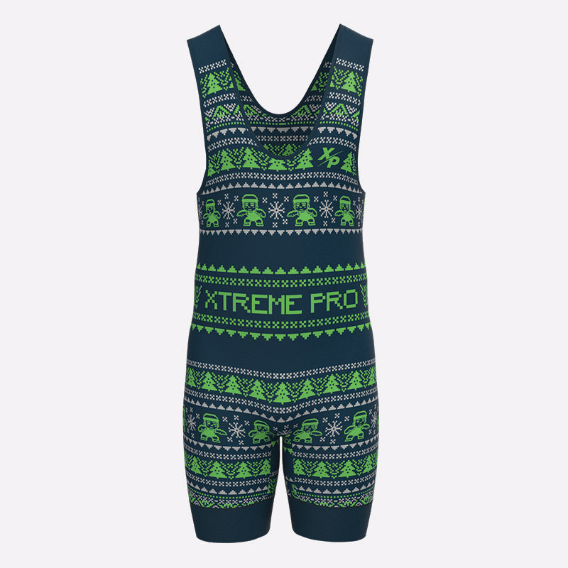 Ugly Christmas Wrestling Singlet in Green Xtreme Pro Apparel