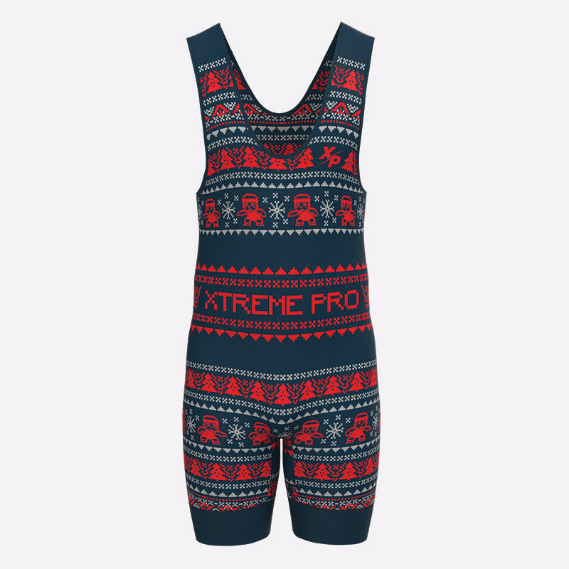 Ugly Christmas Wrestling Singlet in Red Xtreme Pro Apparel