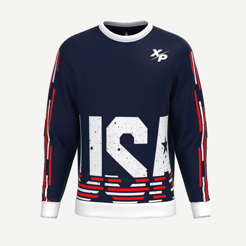 USA Striped Soft Fully Sublimated Crewneck Sweatshirt Xtreme Pro Apparel