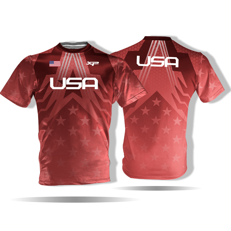 USA Compression Shirt  in Red Xtreme Pro Apparel