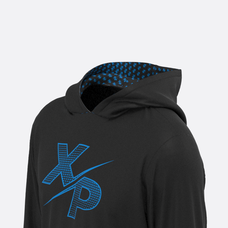 XPA Essential Halftone Fully Sublimated Hoodie in Black- Blue Xtreme Pro Apparel