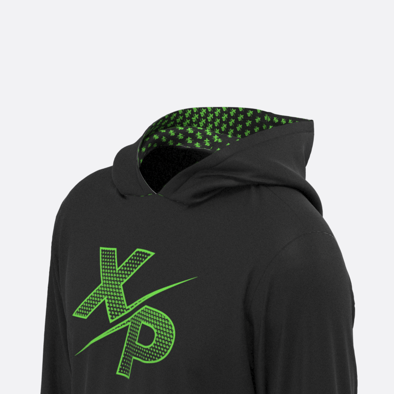 XPA Essential Halftone Fully Sublimated Hoodie in Black- Green Xtreme Pro Apparel
