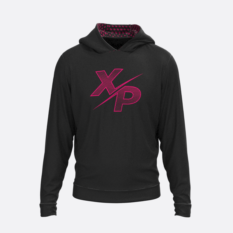 XPA Essential Halftone Fully Sublimated Hoodie in Black- Pink Xtreme Pro Apparel