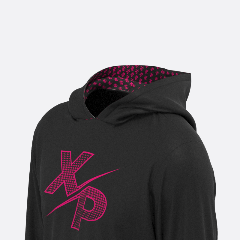 XPA Essential Halftone Fully Sublimated Hoodie in Black- Pink Xtreme Pro Apparel
