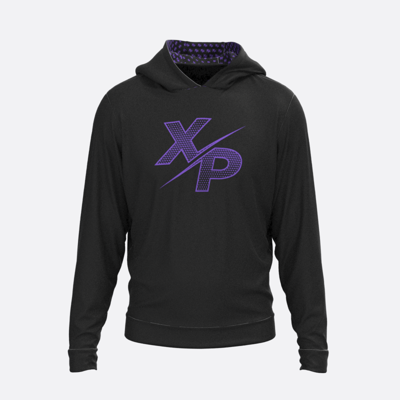 XPA Essential Halftone Fully Sublimated Hoodie in Black- Purple Xtreme Pro Apparel