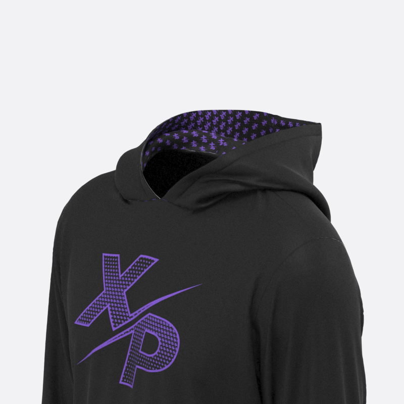 XPA Essential Halftone Fully Sublimated Hoodie in Black- Purple Xtreme Pro Apparel