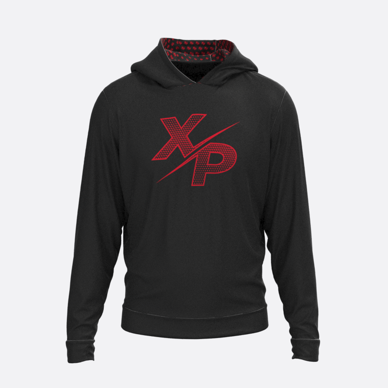 XPA Essential Halftone Fully Sublimated Hoodie in Black- Red Xtreme Pro Apparel