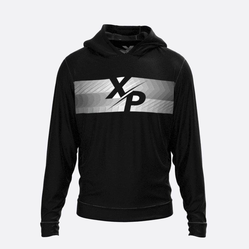XPA Classic Faded Fully Sublimated Hoodie in Black- White Xtreme Pro Apparel