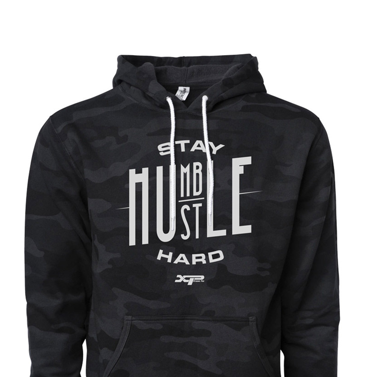 Stay Humble Hustle Hard Super Soft Hoodie in Black Camo Xtreme Pro Apparel