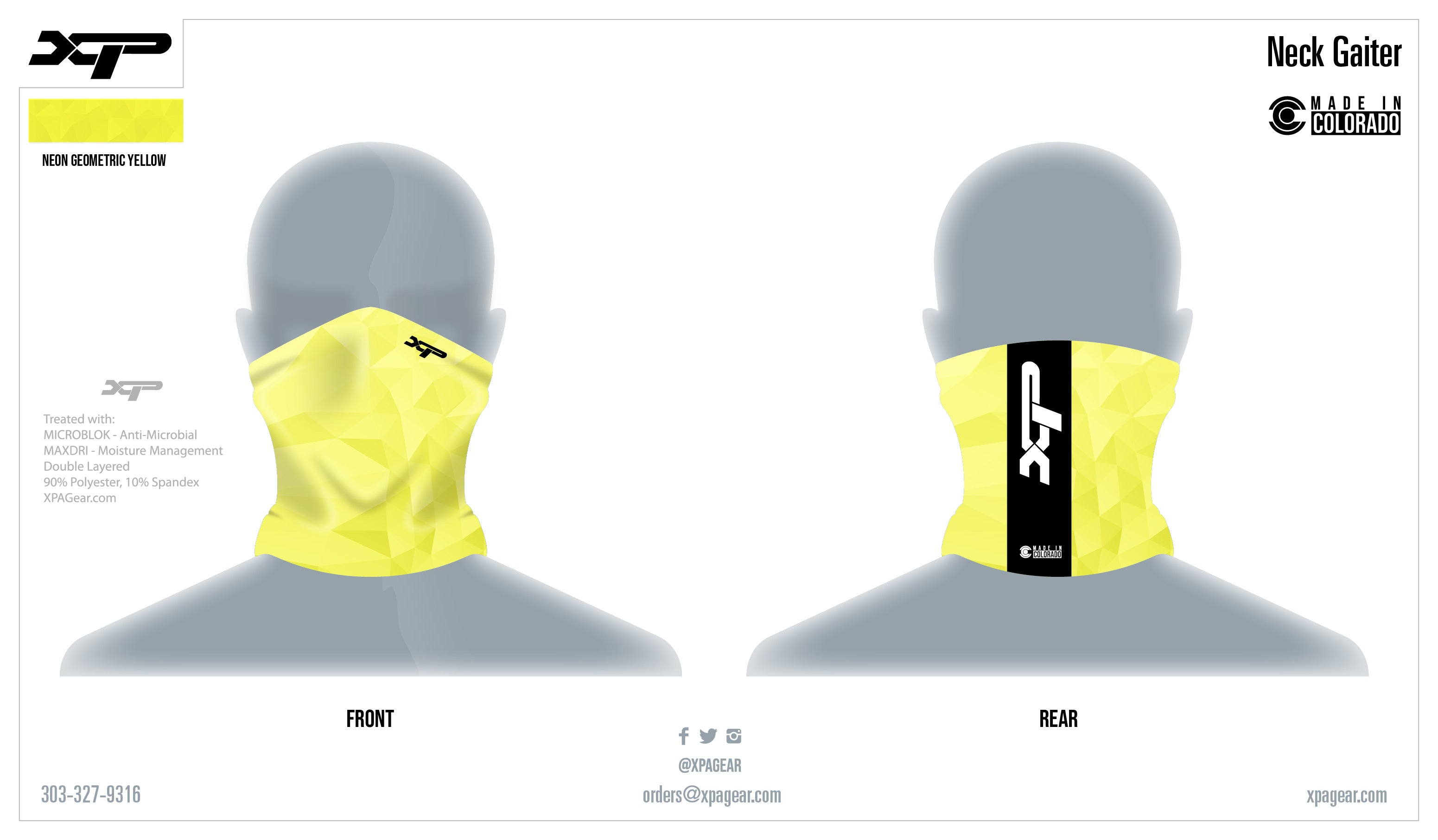 Sublimated Antimicrobial Neck Gaiter in Yellow Xtreme Pro Apparel